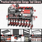Power Tool Organizer Wall Mount, Metal 4 Layer Heavy Duty Metal Power Tool Storage Rack, Garage Drills Storage Shelves with S