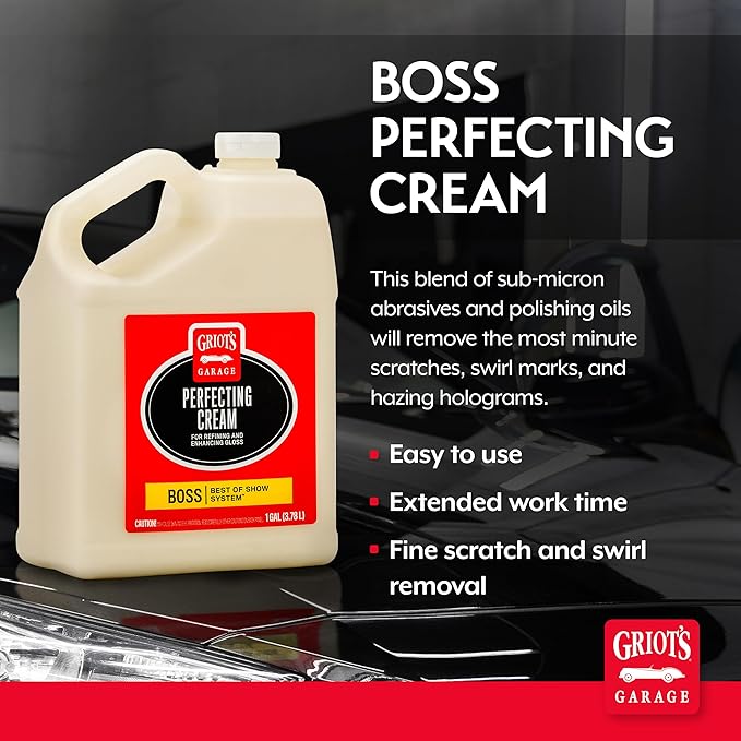 Griot's Garage BOSS Perfecting Cream for Car Polishing and Detailing, Light Polish, Fine Scratch, Swirl Remover for Vehicles, One Gallon