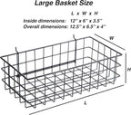 Pegboard Basket Size L, Black - Hooks to Any Peg Board - Square Style Wire Shelf Baskets - Organize Tools, Workbench, Accesso