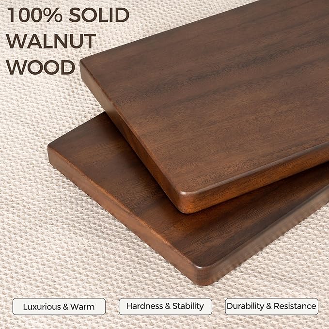 48" Rustic Walnut Wood Floating Shelves, 8 Inch Deep Wall Shelves for Home Decor, Wall Mounted Floating Shelf with Invisible 