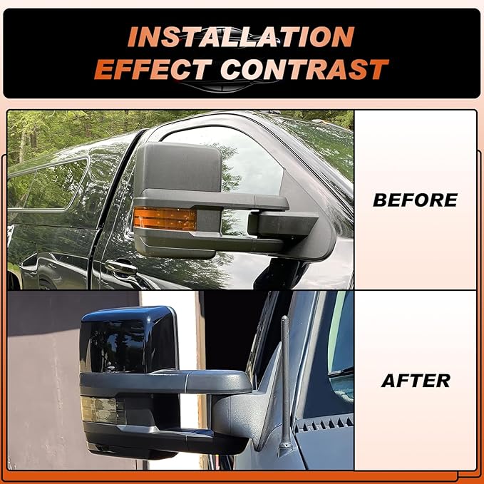 ACLONG Tow Mirror Cover Caps Glossy Black Left & Right Rearview Side Mirror Caps Fit for Chevy Silverado GMC Sierra 2014 2015 2016 2017 2018 2019-1Pair