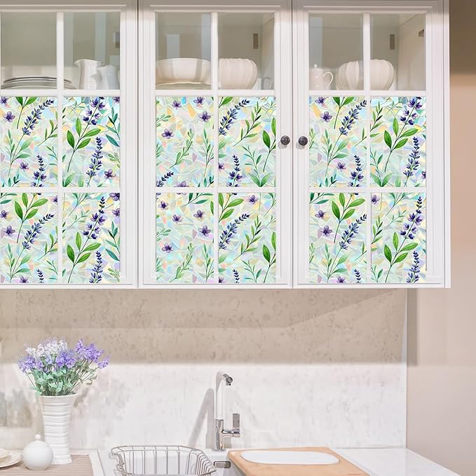 SOMWISE Rainbow Window Privacy Film,Heat Control,UV Blocking,Anti-Glare,Day & Night Privacy Protection & Decoration for Home, Bathroom,Glass Door,Static Cling,Renter-Friendly with Installation Tools
