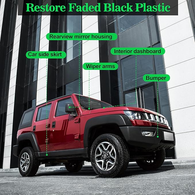 NADAMOO Plastic Restorer 50ml, Highly Concentrated Ceramic Coating for Cars, Back to Black Automotive Exterior and Interior Trim Scratch Remover Kit, Restore Faded Plastic, Vinyl & Rubber