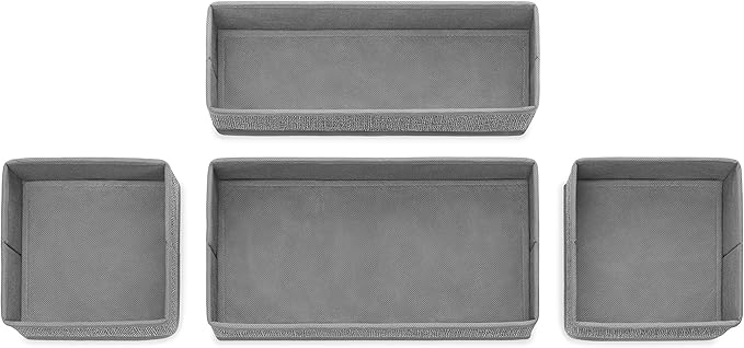 Whitmor 6283-9871 Set of 4-Crosshatch Gray Drawer Organizer