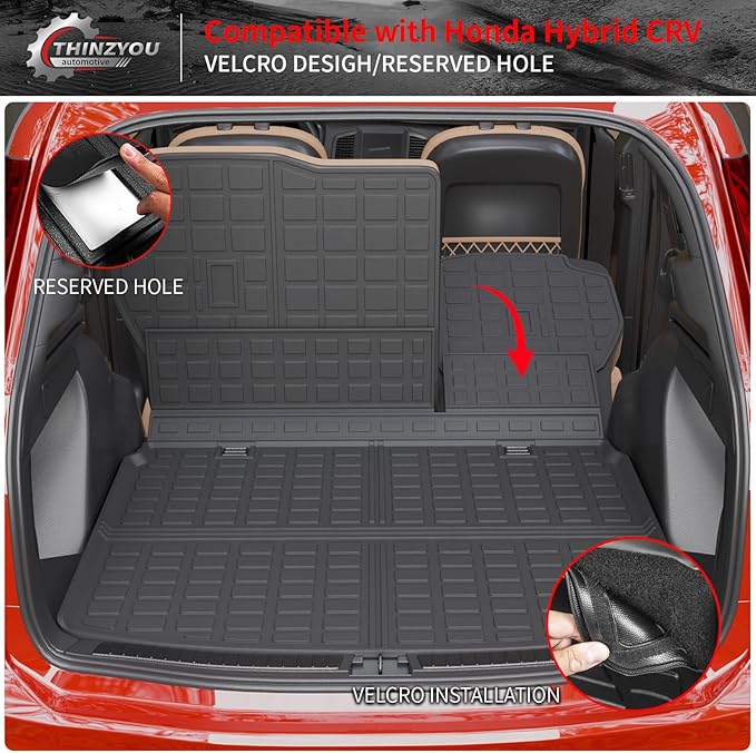 Floor Mats Compatible with 2023 2024 2025 2026 Honda CRV (Include Hybrid) Trunk Mat Cargo Liner All Weather Back Seat Cover CR-V Accessories (Upper Deck, Trunk Mat+Backrest Mats+Floor Mats)