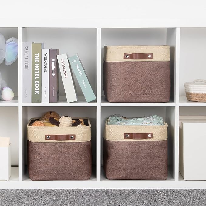 HNZIGE Large Fabric Storage Bins (3 Pack) Canvas Baskets for Storage Clothes Toys, Closet Baskets with Handles for Organizing