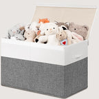 INDRESSME 25"x13"x16" Large Toy Storage Box with Lid, Toy Chest Organizer Toy Basket with Dividers for Playroom, Bedroom, Clo