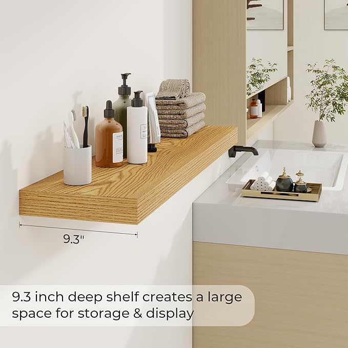 Dreamland 40 Inches Floating Shelves for Wall,9.3 Inch Deep Floating Shelves Set of 2, Large Display & Storage Shelf, Wall Sh