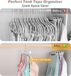 Gomyrod Bra Hanger for Closet, 2 Pack Tank Top Hanger w/20 Hooks Capacity Foldable Wood Space Saving Hangers, 360°Rotating Cl