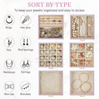 AKOZLIN Jewelry Box Organizer Functional Leather Jewelry Storage Case for Women Girls Ring Necklace Earring Bracelet Holder O