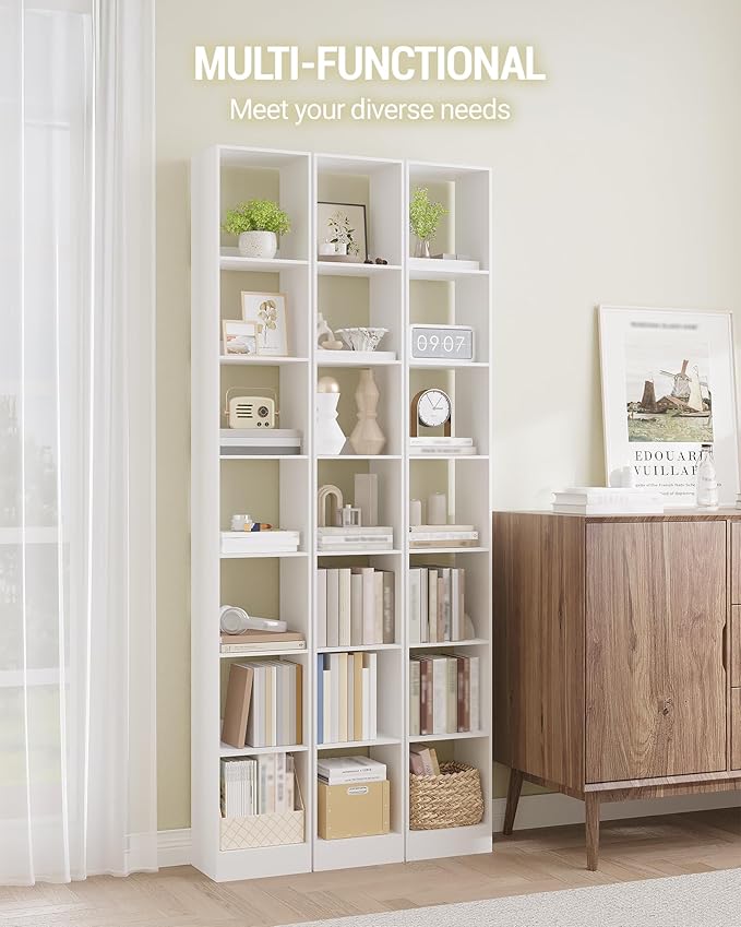 Hzuaneri Bookcase, Tall Narrow Bookshelf, Open Display Storage Shelf, Skinny Cube Book Shelf with Adjustable Shelves, CD Rack