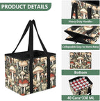 Mushrooms Reusable Grocery Bags Large Shopping Tote Bag with Reinforced Bottom Board, Water Resistant Foldable Storage Bags f