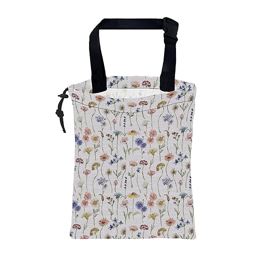 Car Garbage Bag Watercolor Wildflowers Drawstring Car Trash Bag Hanging for Back Seat with Adjustable Buckle Canvas Vehicle Trash Can Easy-to-Install