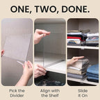 6- Pack Clear Acrylic Shelf Dividers-Non-Slip Closet Organizers for Sweaters, Bags, Towels- Shelf Separators for Bedroom, Kit