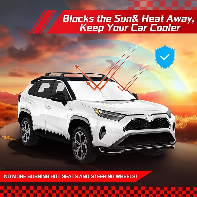 ARISMOTOR Windshield Sun Shade for Toyota RAV4 2019-2025 2026, Custom Fit Foldable Front Window Sunshade Sun Visor Protector, Block UV Rays Keep Your Car Cooler