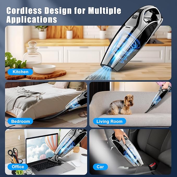 Handheld Vacuum Cordless Rechargeable Portable Car Vacuum, 7500Pa Powerful Suction Mini Hand Held Vacuum, 670ML Cup Lightweig