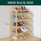 Smiry Small Bamboo Shoe Rack 4-Tier, Stackable Wooden Shoe Organizer for Entryway & Closet, Free Standing Wood Shoe Storage S