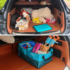 Collapsible Waterproof Car Trunk Organizer, Soft PVC Storage Bin with Rugged PVC-Coated Fabric for SUV & Truck (Aqua Blue, PLU
