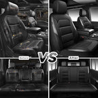 CAR PASS Memory Foam Car Seat Covers Full Set,Breathable Mesh Thick Seat Covers for Car,Gray Metal Film Leather Seat Covers,U