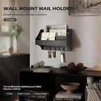 Rebee Vision Pine Wood Key Holder Wall Mount - Hanging Mail Holder for Wall with Key Hooks & 3-Tire Letter Slots - Multifunct