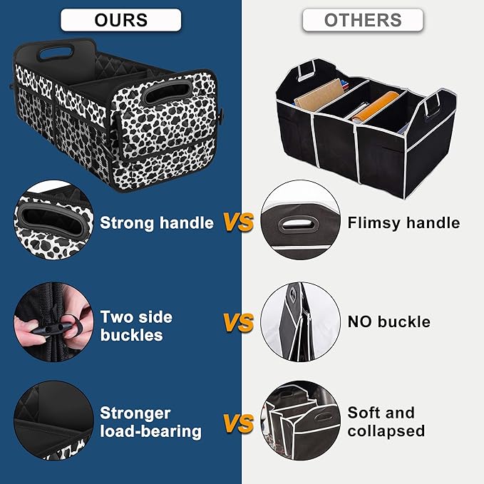 Deosk Car Organizer for SUV - 6 Big Pocket Trunk Storage With Waterproof Polyester, Car Accessories for Women/Men, Cow
