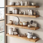 Live Edge Elm Floating Shelves for Wall Decor, Rustic Solid Wood Shevles Wall Mounted with Invisible Bracket for Living Room 