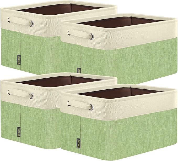 BALEINE 4 Pack Fabric Closet Storage Bins for Shelves, Linen Closet Organizers and Storage, Decorative Baskets for Organizing