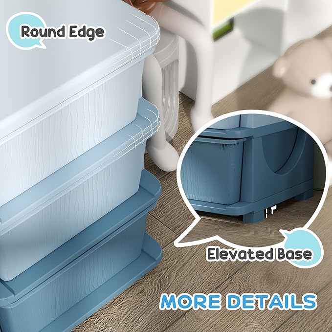 Qaba 3 Tier Kids Storage Unit, Toy Organizers and Storage with 6 Drawer Chest for Kids Bedroom Nursery Kindergarten Living Ro