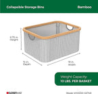 ClosetMaid Laundry Hamper Storage Baskets, Bamboo Frame, Portable, Collapsible Design, Freestanding, Stripe (2-Pack)