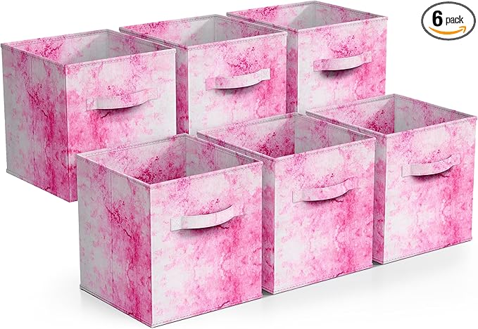 Sorbus Fabric Storage Cubes - 6 Foldable Tie Dye Storage Bins for Organizing Cubbies, Toy Box - Clothes Storage & Closet Orga