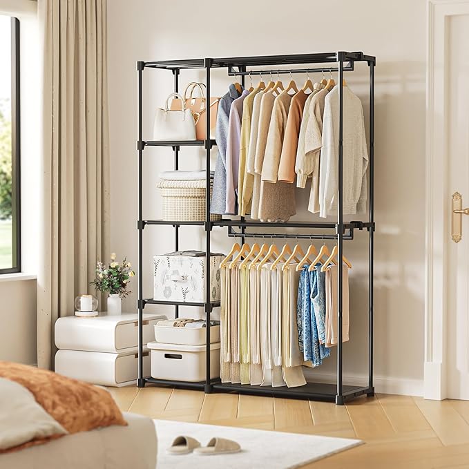 Neatrays Portable Closet, Freestanding Wardrobe Closet Organizers and Storage,Open Clothing Racks for Hanging Clothes with 4 