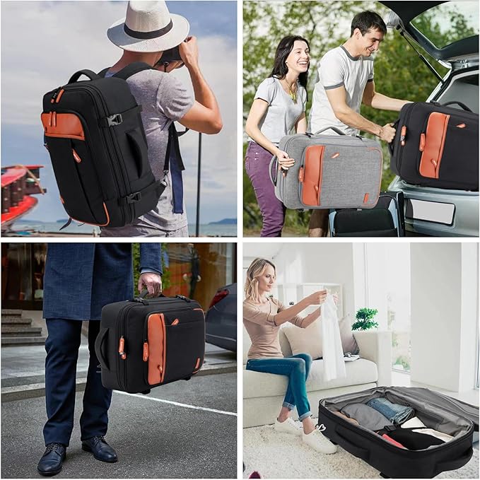 Lumesner Carry on Travel Backpacks, Extra Large 40L Flight Approved Bag for Men & Women,Expandable Suitcase Backpack With 4 P