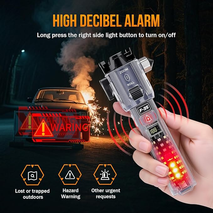 Car Emergency Flashlights Rechargeable 2Packs, 990,000L High Lumens Car Flashlight Emergency Kit, 7 Modes Tactical LED Flash 