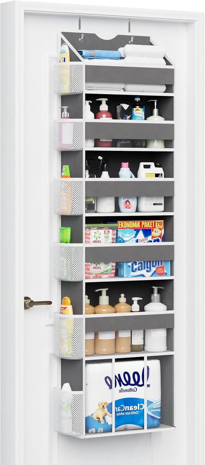 Over The Door Organizer, Hanging 6-Shelf Storage Organizer with 50lb Heavy Duty Perfect for Bathroom Closet Nursery Bedroom (