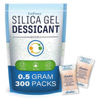 LotFancy Silica Gel Packets 0.5g 300 Pack, Color Indicating Desiccant Packs, Moisture Absorber for Spice Jars, Seed Storage, 