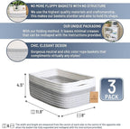 NaturalCozy 11.8"x8"x4.5” Storage Baskets for Shelves 3 Pack | Cotton Rope Woven Small Baskets for Organizing | Small Storage