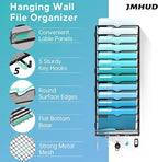 13 Tier Wall File Organizer - Hanging File Organizer with 5 Hooks, Mail Holder Wall Mounted for Papers, Folders, Magazines, B