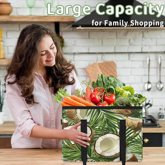Reusable Grocery Bag, Foldable Large Shopping Tote Bag for Groceries Kitchen Picnic Car Trunk