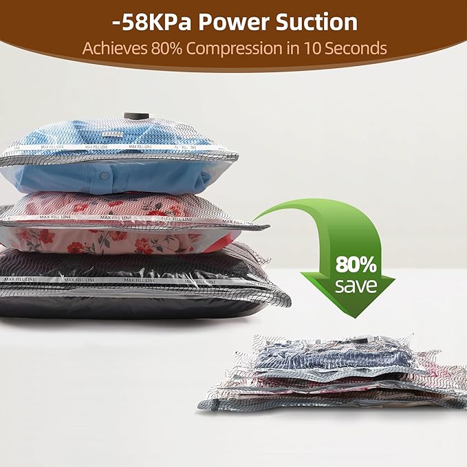 18 Pack Travel Vacuum Bags for Clothing,Compression Seal Packing Cubes for Suitcase Backpack,Vacuum Seal Bags for Clothing,Ca