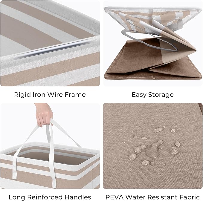 HomeHacks 2-Pack Large Laundry Basket, Waterproof, Freestanding Laundry Hamper, Collapsible Tall Clothes Hamper with Extended