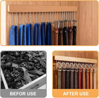 Yookeer 2 Pack Belt Organizer Pull out for Closet Belt Hanger Wall Mounted 16.1 Inch Valet Rods Ties Racks Extending with 12 