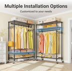 VIPEK R3 Plus Rolling Clothes Rack with Locking Wheels, Portable Closet for Hanging Clothes Heavy Duty Garment Rack with Adju