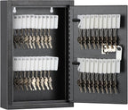 KYODOLED Locking Key Cabinet, 40 Key Storage Lock Box with Code, Key Box Wall Mount with Combination Lock, Key Hooks & Tags L