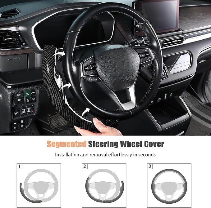Aimato Customized Steering Wheel Cover for Honda Accord 2018-2022/Insight 2019-2022, Thin,Anti-Slip,Scratch-Resistant Exclusive Car Accessory for Honda, Bright Black