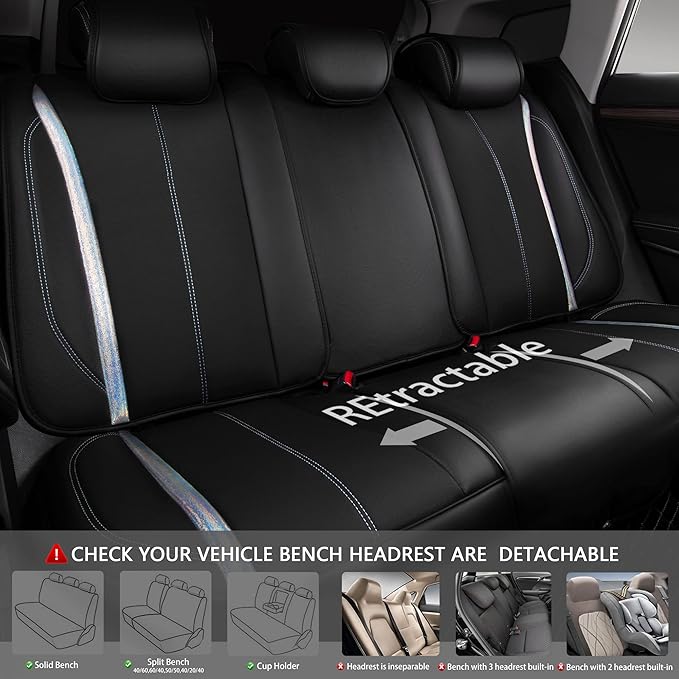 CAR PASS Nappa Leather Seat Covers, Waterproof Durable Universal fit for Women Girly SUV Truck,Anti-Slip Driver Seat Cover wi