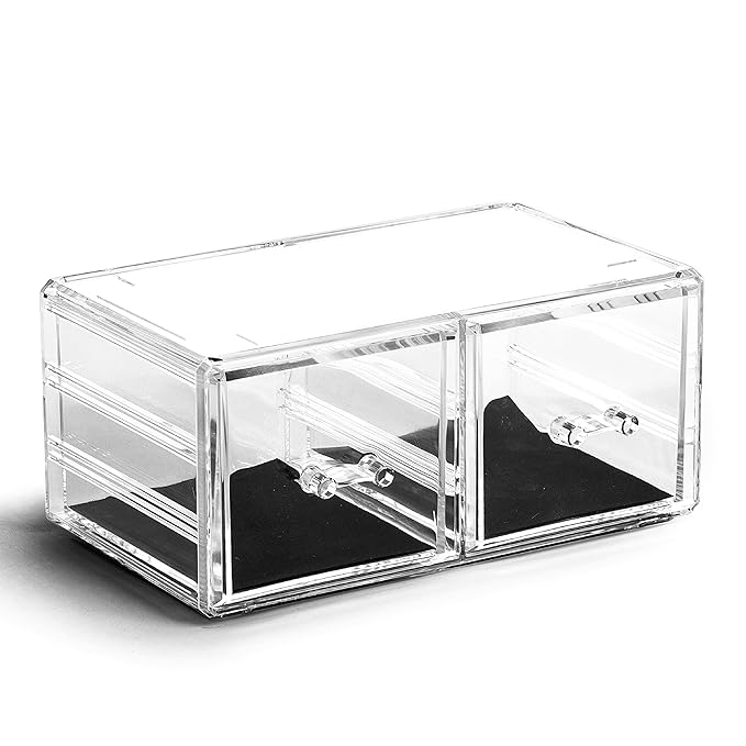 BINO THE MANHATTAN SERIES Acrylic Makeup Drawer Organizer- 2 Drawer Short | Clear Beauty Organizers and Storage| Cosmetic & M