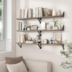 Axeman 55 Inch Floating Shelves | 8 Inch Deep Grey Wall Shelves Set of 2 | 55" W x 8" D Rustic Grey Wood Shelves for Bathroom