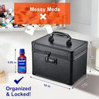 Lockable Security Storage Box - Shiny Black Safe Combination Lock Box, Cabinet Med Organizer, 10 x 7 x 9 Inches Safe Case for
