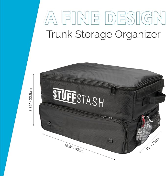 STUFFSTASH Golf Trunk Organizer for Car - Rigid, Won't Collapse | Ventilated Shoe Compartment, Adjustable Dividers & Mesh Pocket