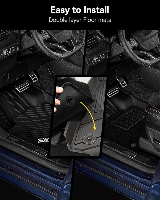 3W Floor Mats & Carpet Fit Toyota Tundra 2014-2021 (Only for CrewMax Cab) TPE All Weather Custom Fit Floor Liner for Toyota Tundra 1st and 2nd Row Full Set Car Mats, Black